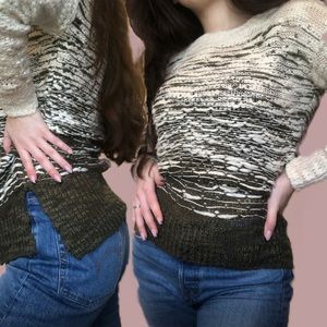 Forest green & ivory knit sweater